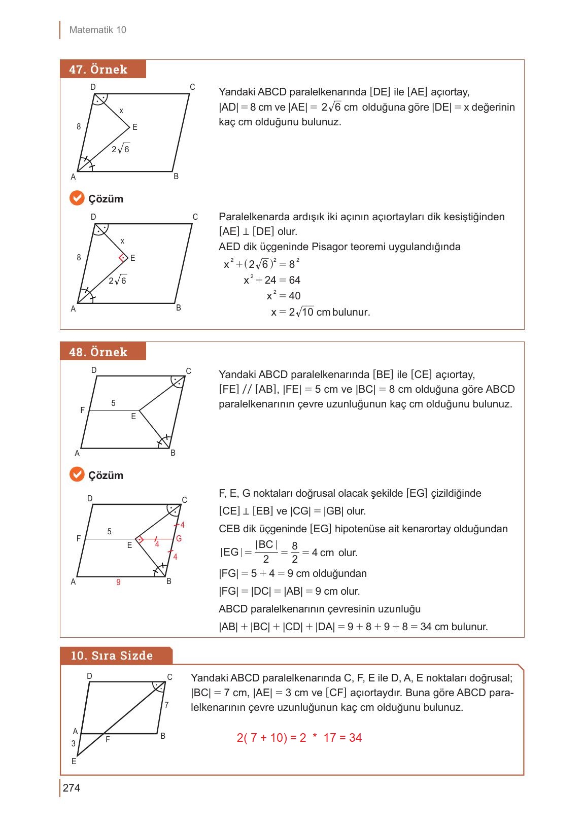 10. Sınıf Meb Yayınları Matematik Ders Kitabı Sayfa 274 Cevapları 10. Sınıf Meb Yayınları Matematik Ders Kitabı Sayfa 274 Cevapları