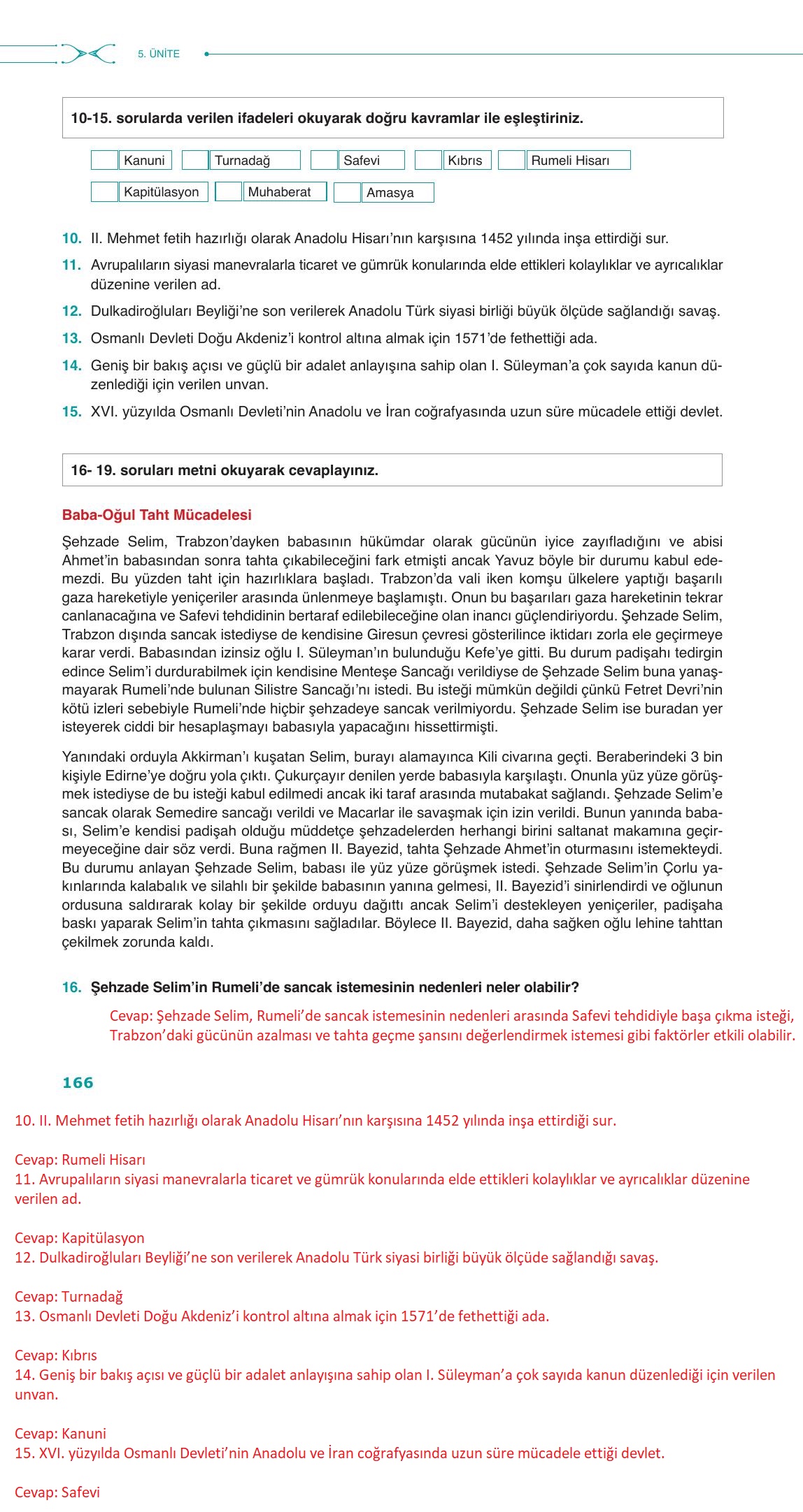 10. Sınıf Meb Yayınları Tarih Ders Kitabı Sayfa 166 Cevapları 10. Sınıf Meb Yayınları Tarih Ders Kitabı Sayfa 166 Cevapları