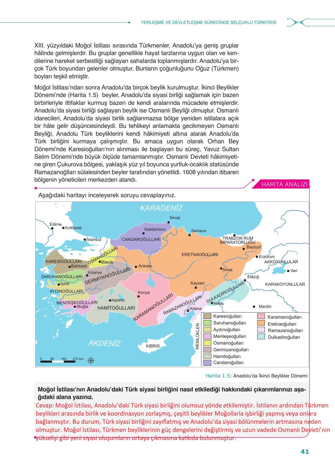 10. Sınıf Meb Yayınları Tarih Ders Kitabı Sayfa 41 Cevapları