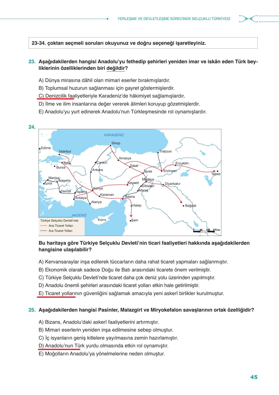 10. Sınıf Meb Yayınları Tarih Ders Kitabı Sayfa 45 Cevapları