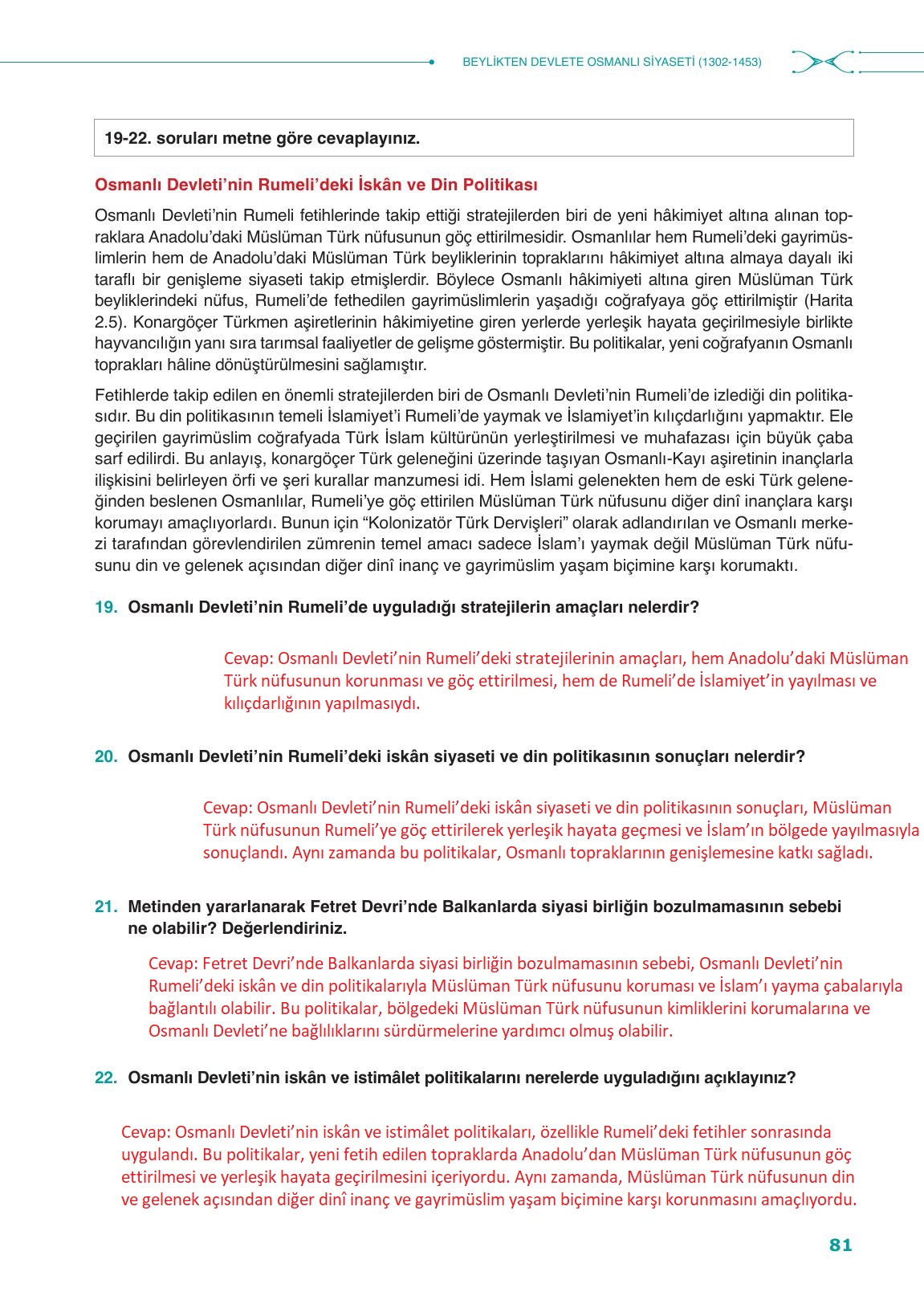 10. Sınıf Meb Yayınları Tarih Ders Kitabı Sayfa 81 Cevapları 10. Sınıf Meb Yayınları Tarih Ders Kitabı Sayfa 81 Cevapları