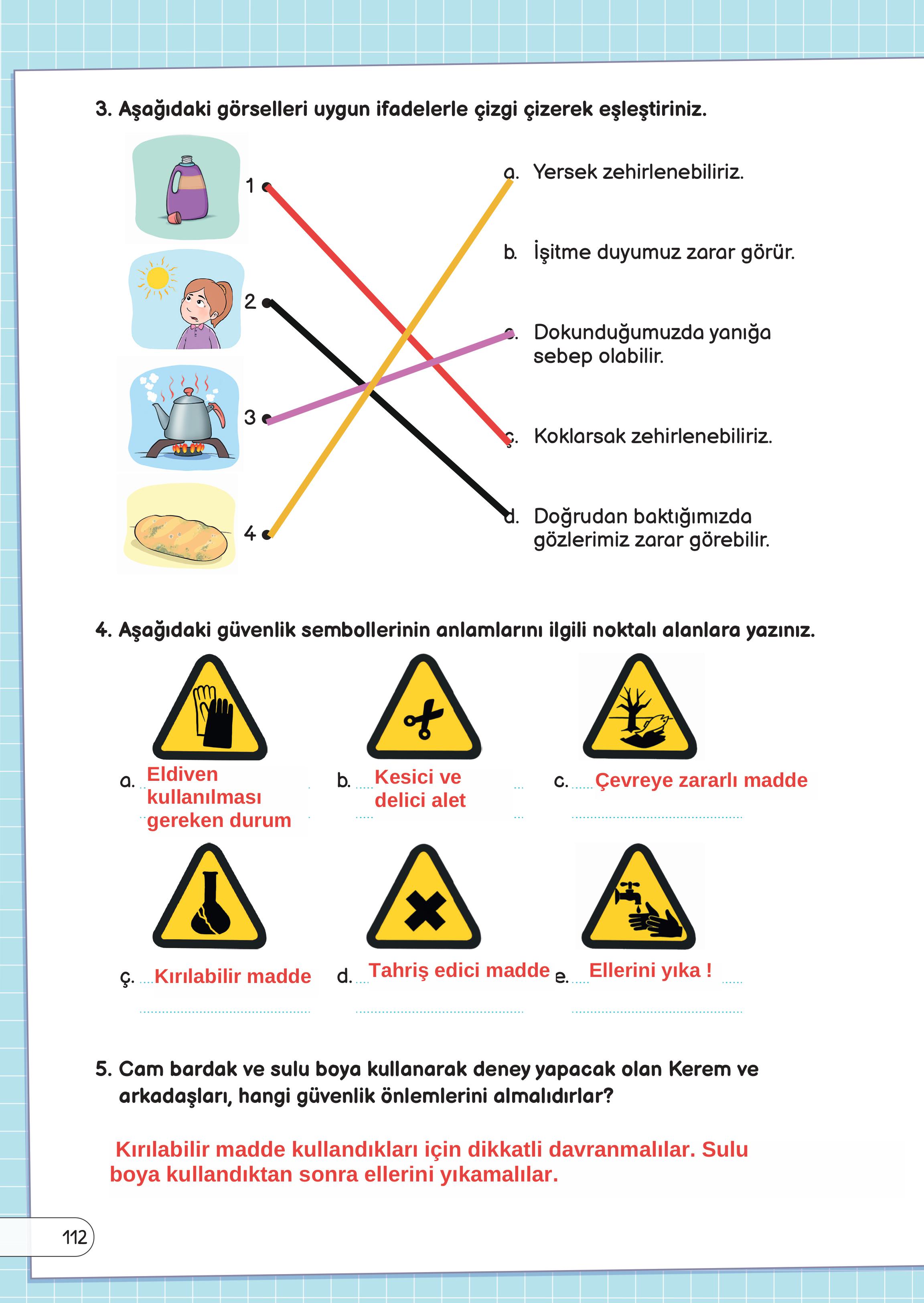 3. Sınıf Meb Yayınları Fen Bilimleri Ders Kitabı Sayfa 112 Cevapları