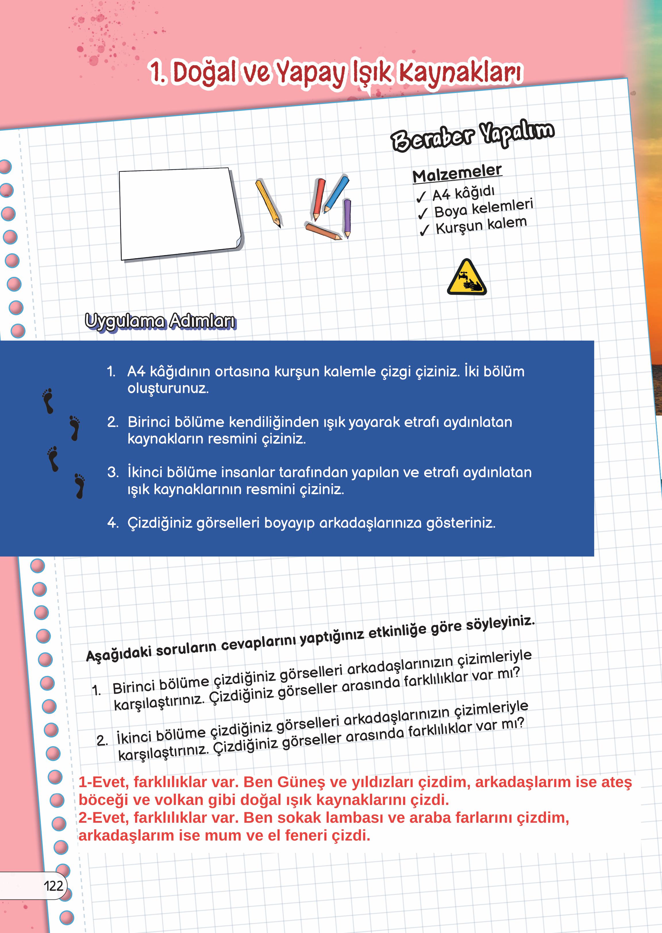 3. Sınıf Meb Yayınları Fen Bilimleri Ders Kitabı Sayfa 122 Cevapları