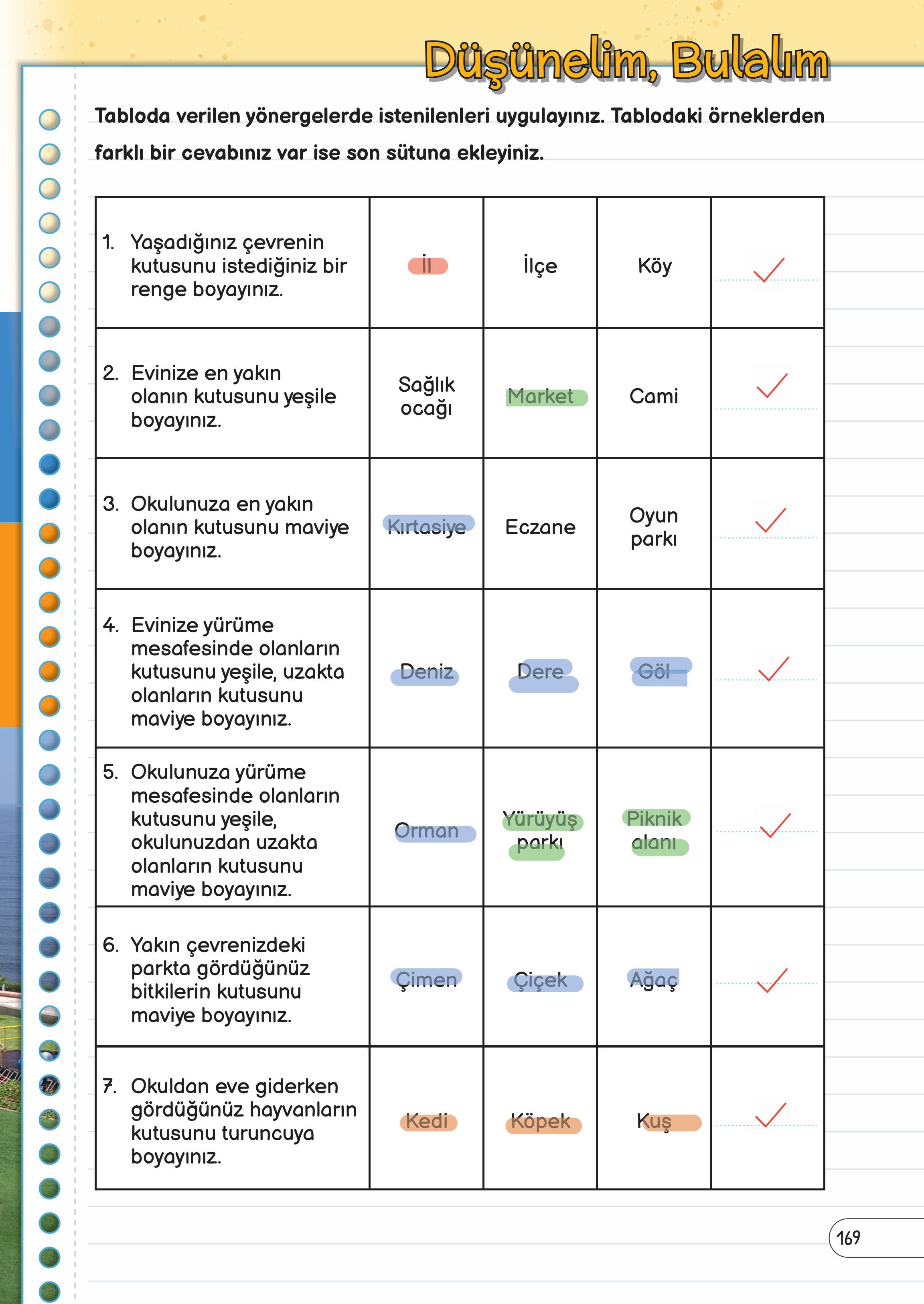 3. Sınıf Meb Yayınları Fen Bilimleri Ders Kitabı Sayfa 169 Cevapları