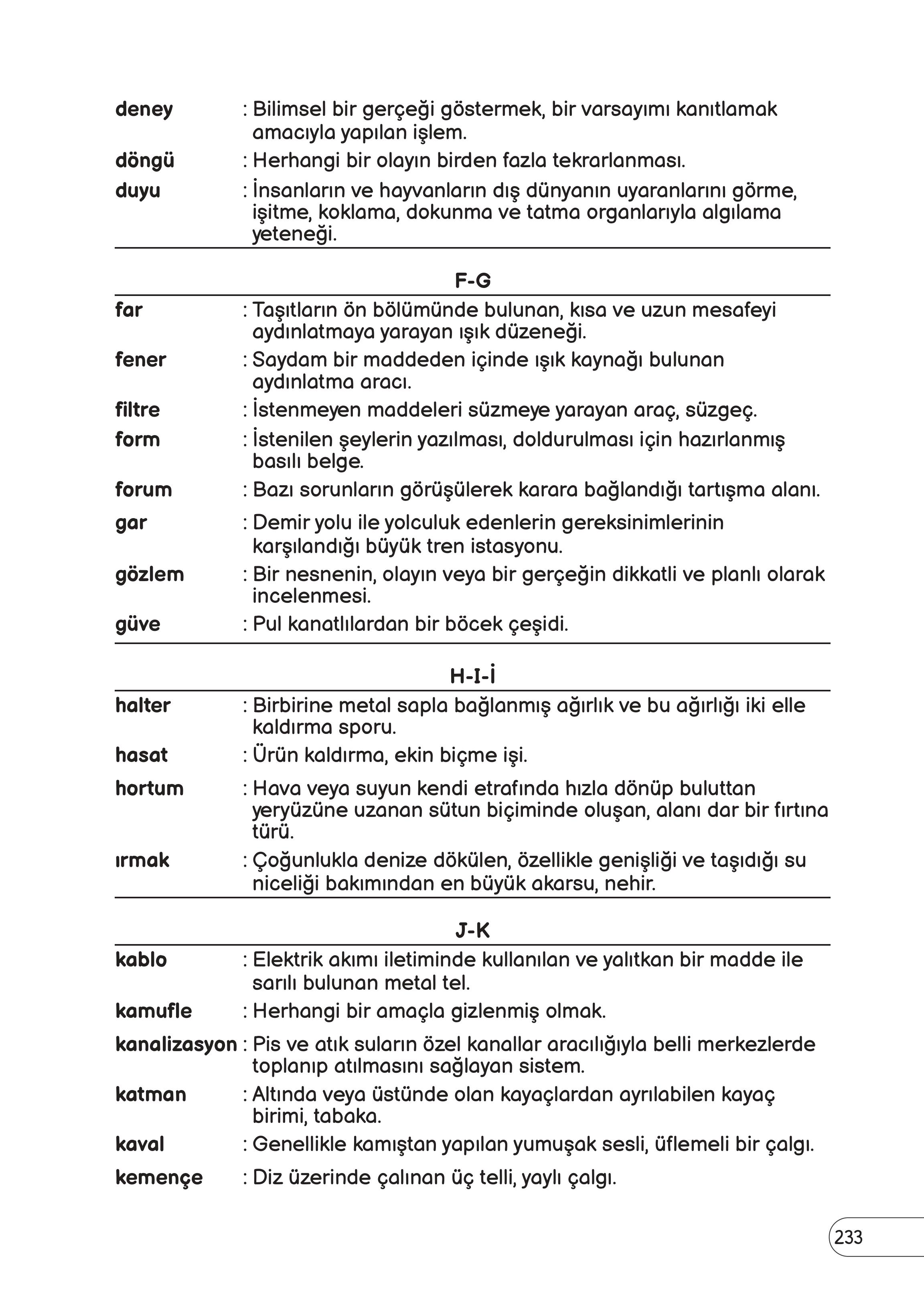 3. Sınıf Meb Yayınları Fen Bilimleri Ders Kitabı Sayfa 233 Cevapları