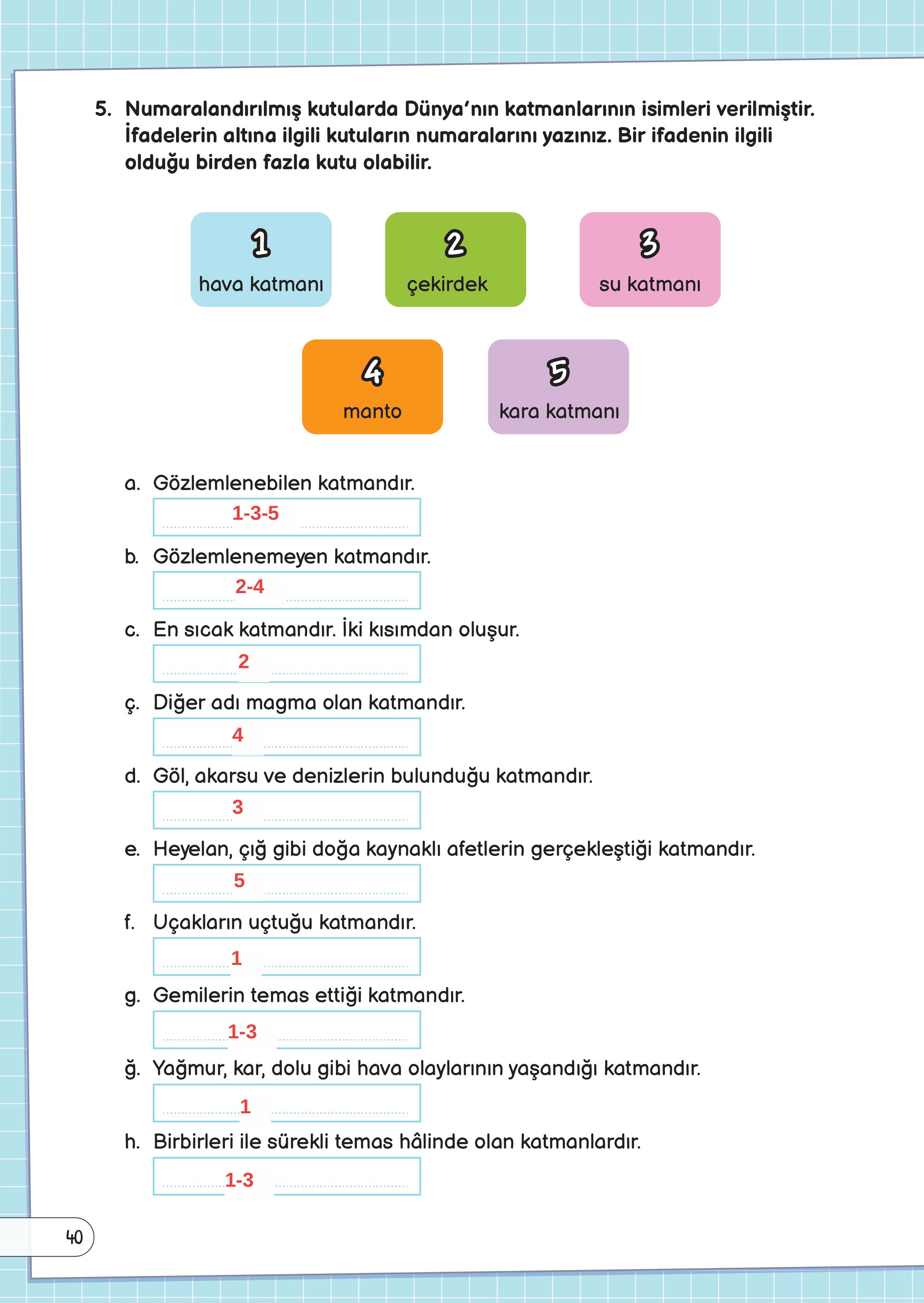 3. Sınıf Meb Yayınları Fen Bilimleri Ders Kitabı Sayfa 40 Cevapları