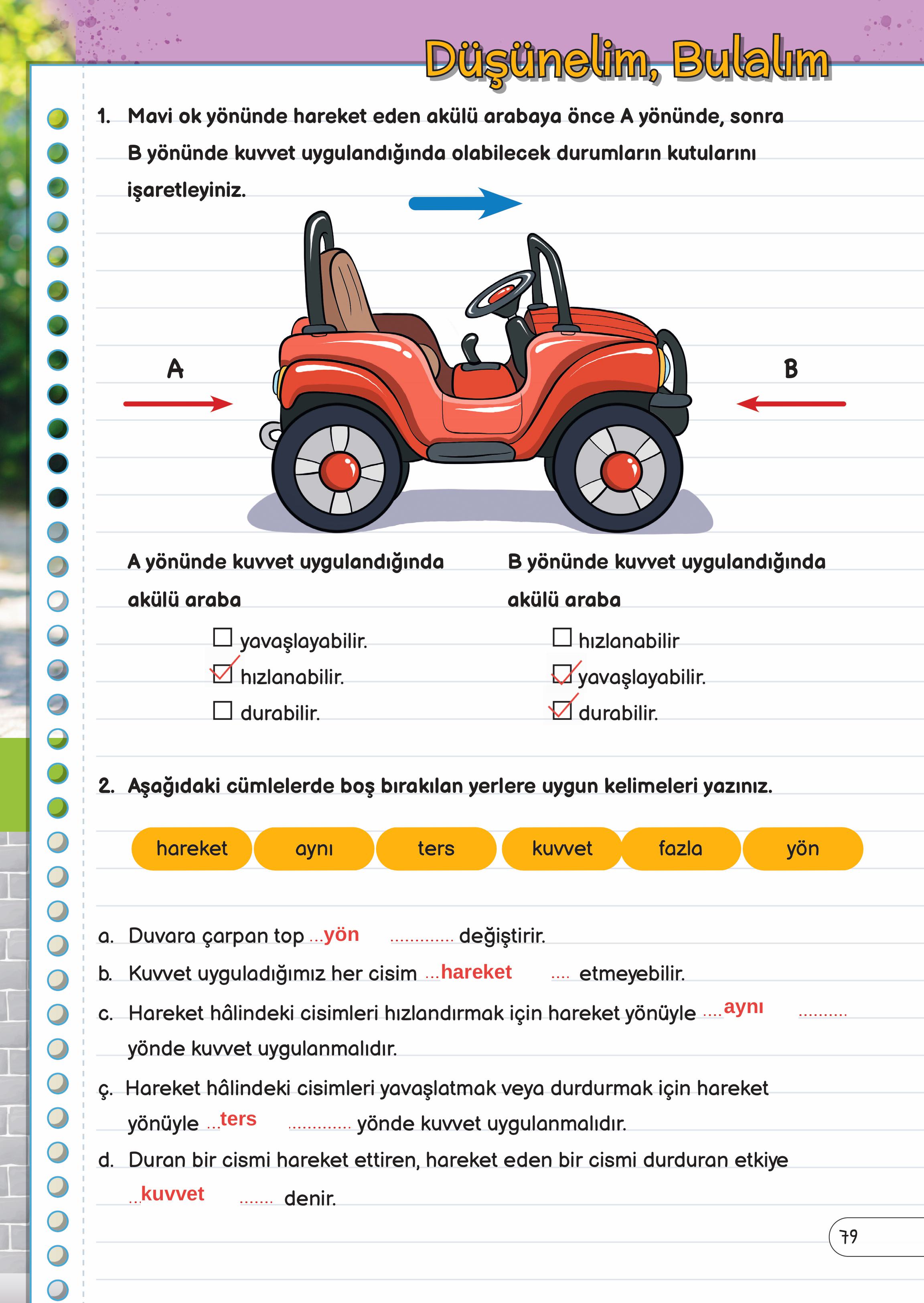 3. Sınıf Meb Yayınları Fen Bilimleri Ders Kitabı Sayfa 79 Cevapları