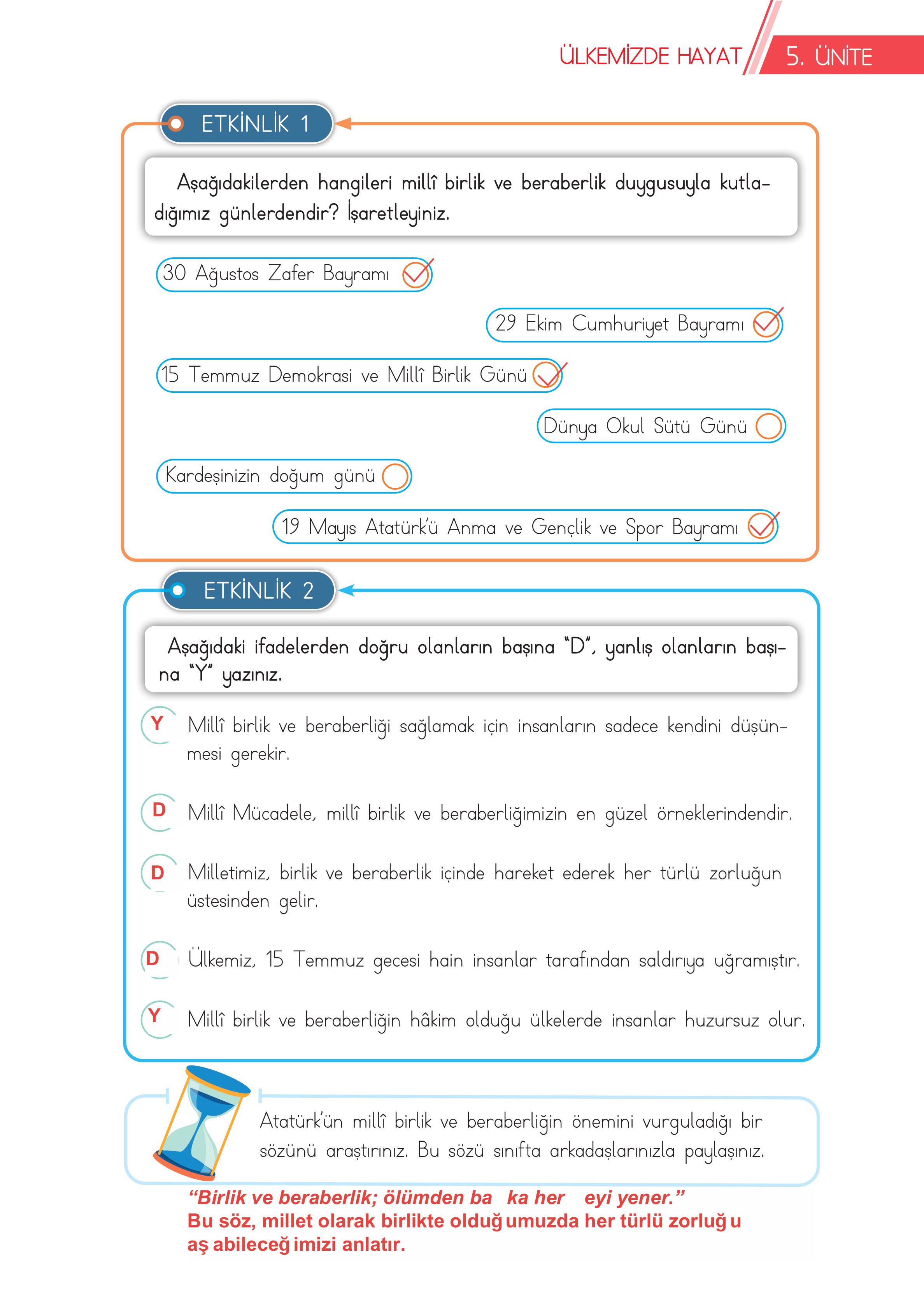 3. Sınıf Meb Yayınları Hayat Bilgisi Ders Kitabı Sayfa 165 Cevapları