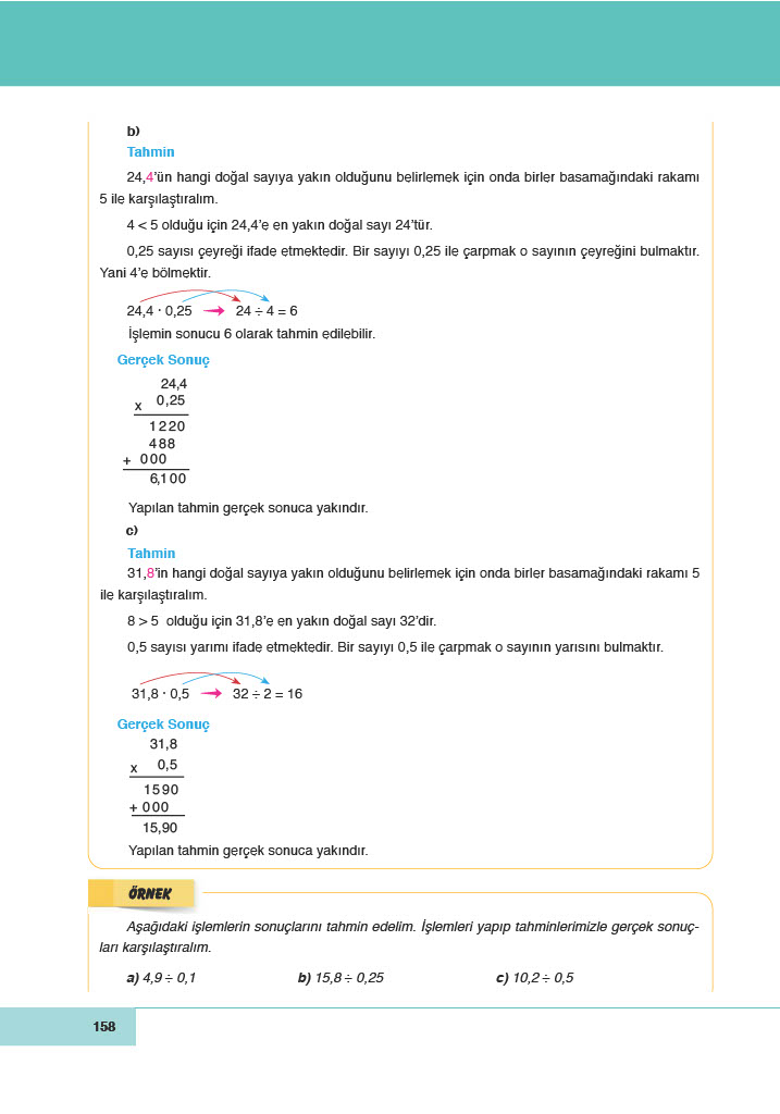 6. Sınıf Doğa Yayınları Matematik Ders Kitabı Sayfa 158 Cevapları