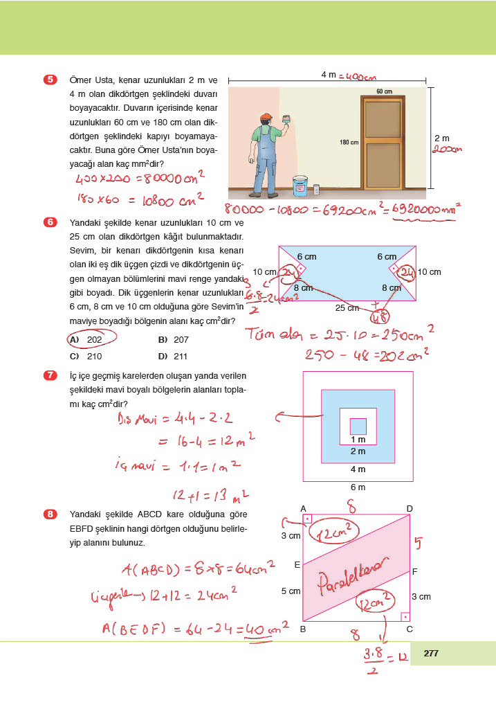 6. Sınıf Doğa Yayınları Matematik Ders Kitabı Sayfa 277 Cevapları