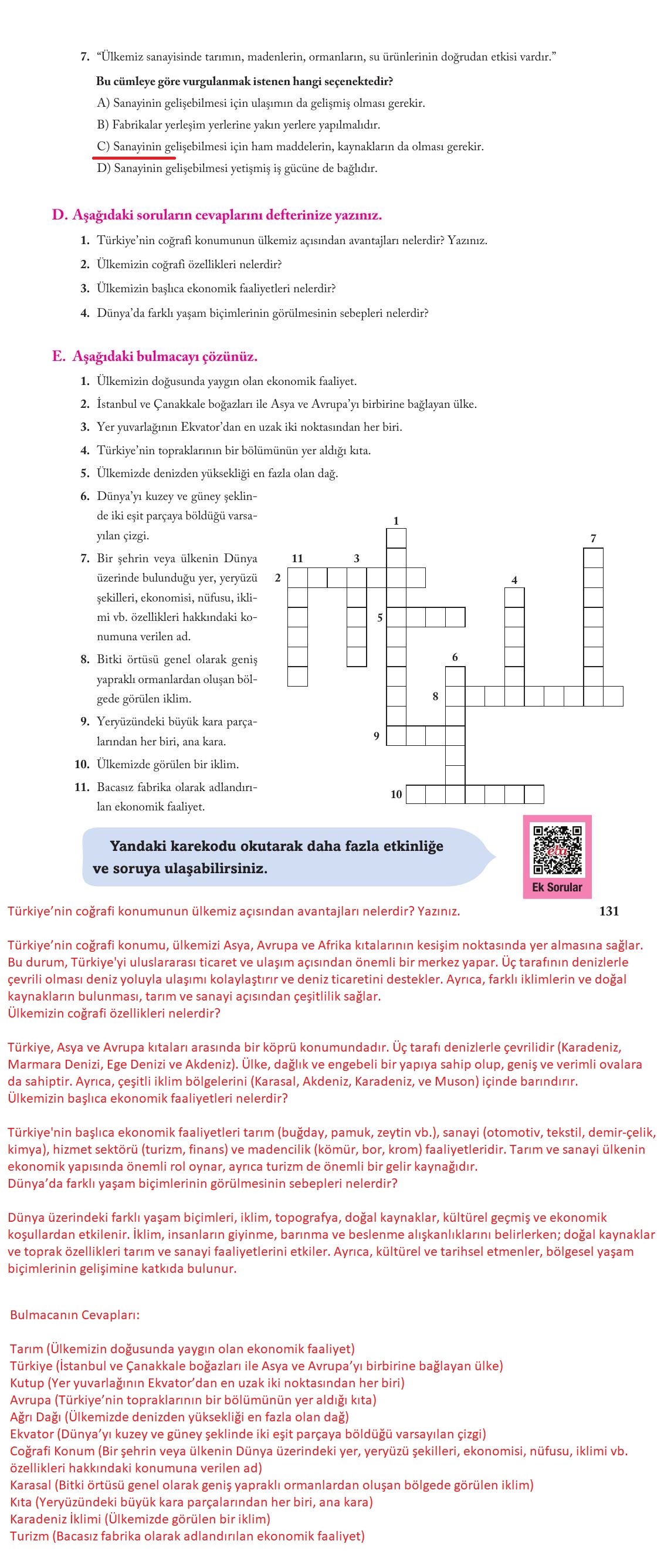 6. Sınıf Evos Yayınları Sosyal Bilgiler Ders Kitabı Sayfa 131 Cevapları