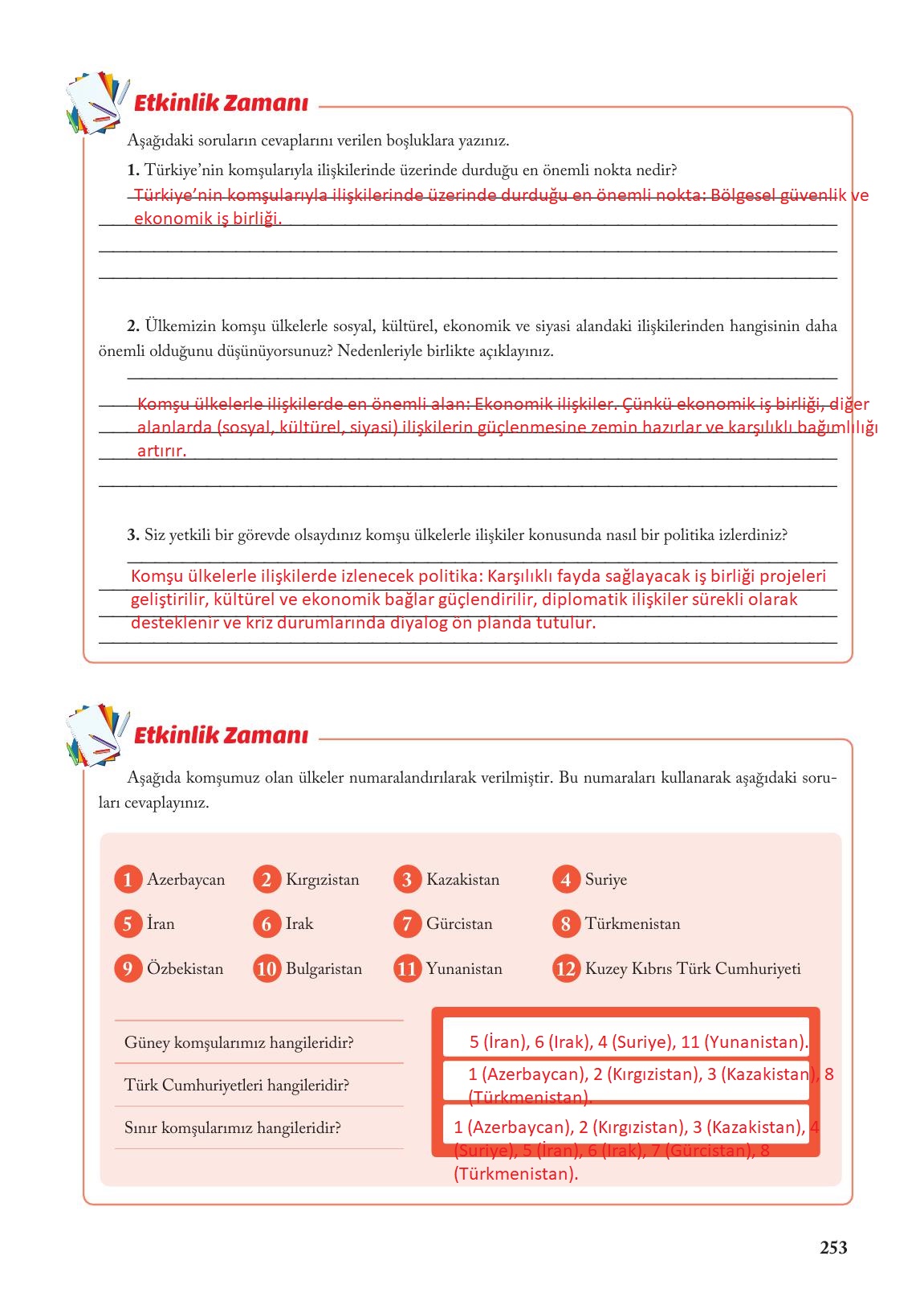 6. Sınıf Evos Yayınları Sosyal Bilgiler Ders Kitabı Sayfa 253 Cevapları