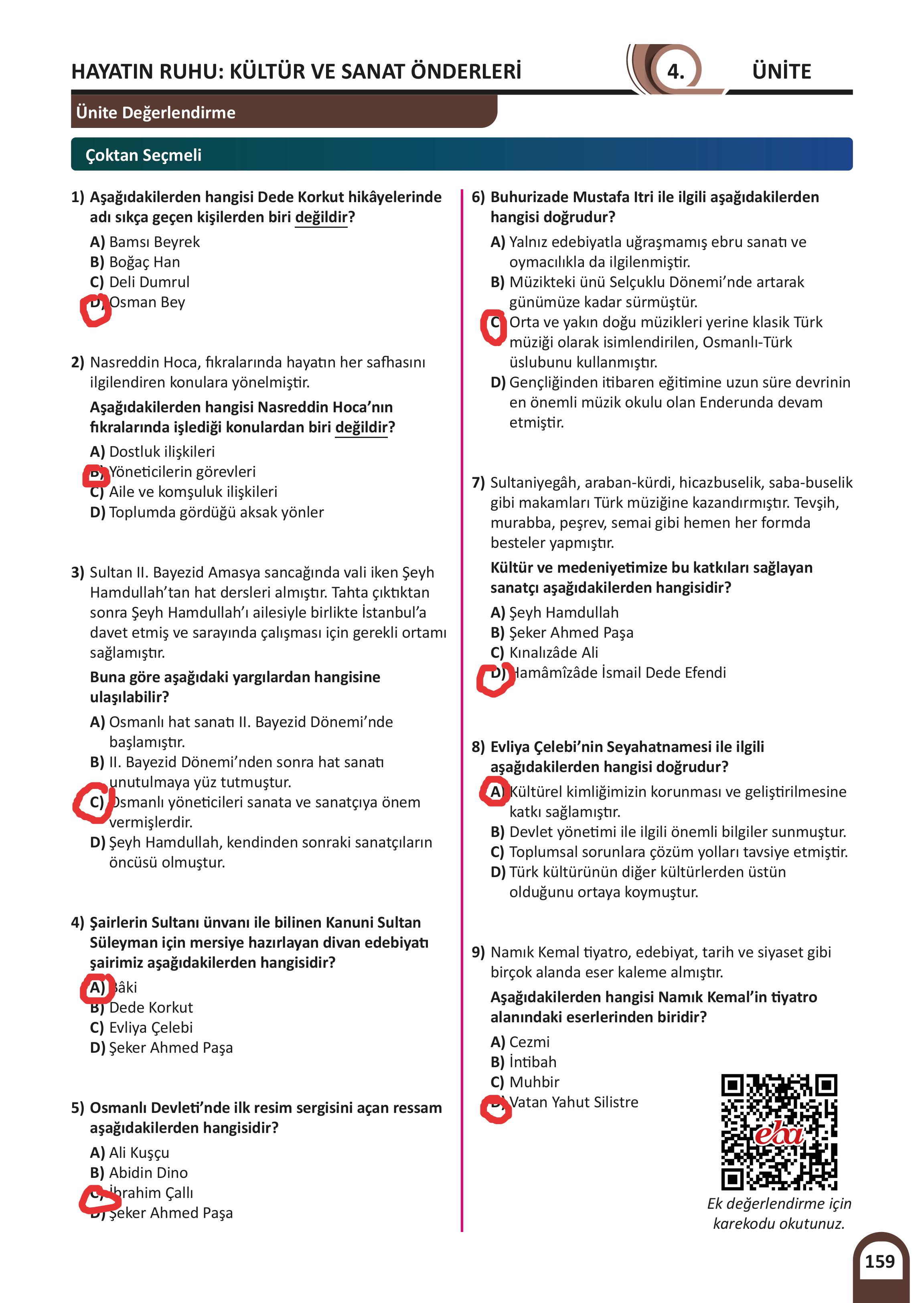 6. Sınıf Meb Yayınları Kültür Ve Medeniyetimize Yön Verenler Ders Kitabı Sayfa 160 Cevapları