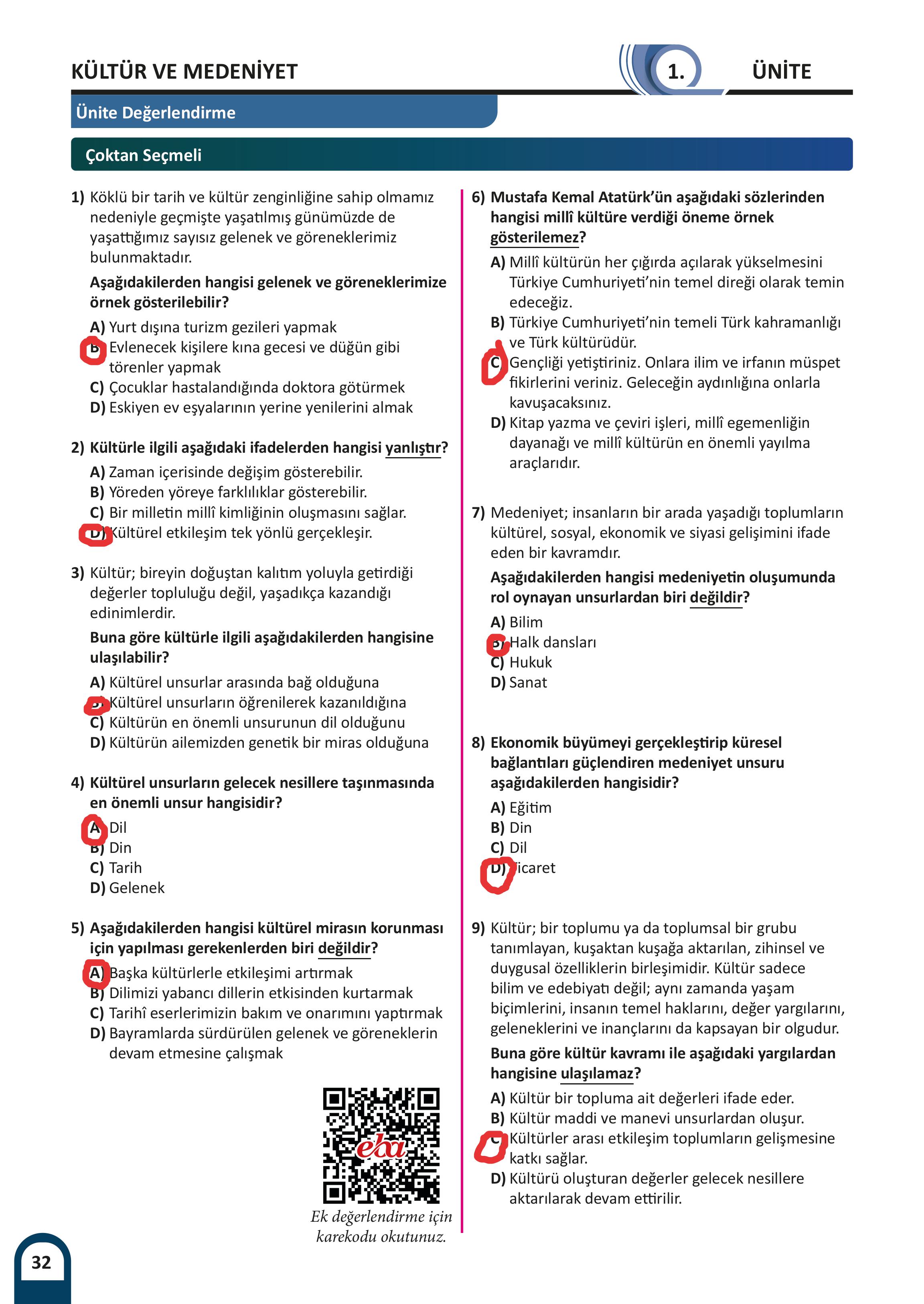 6. Sınıf Meb Yayınları Kültür Ve Medeniyetimize Yön Verenler Ders Kitabı Sayfa 33 Cevapları