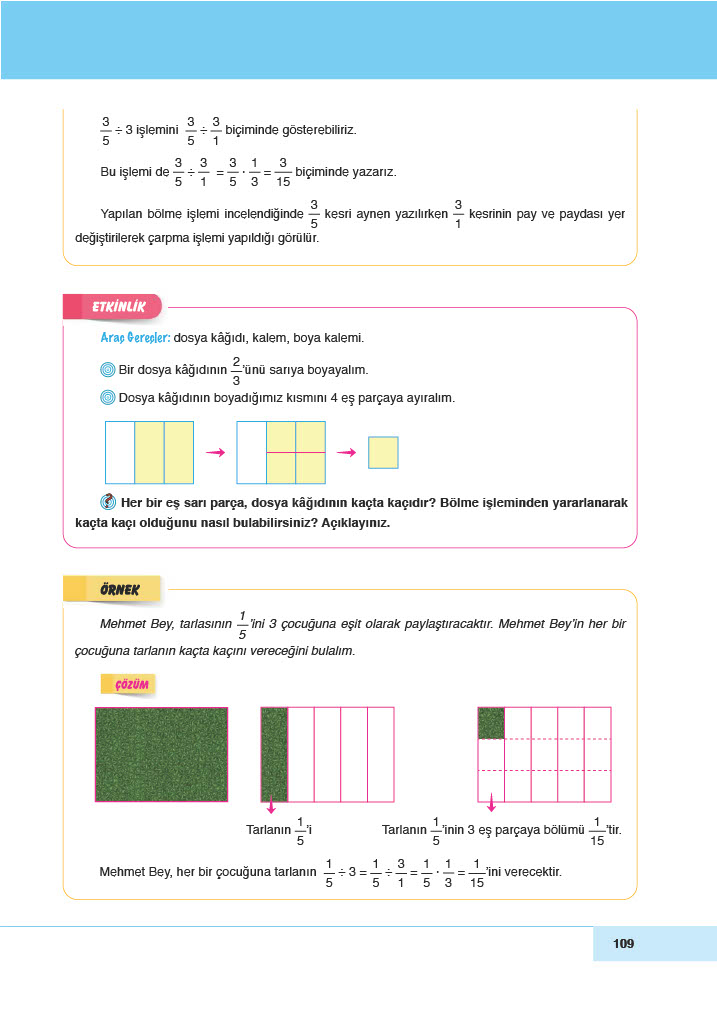 6. Sınıf Meb Yayınları Matematik Ders Kitabı Sayfa 109 Cevapları