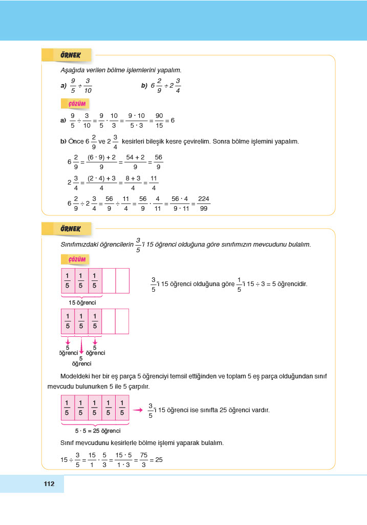 6. Sınıf Meb Yayınları Matematik Ders Kitabı Sayfa 112 Cevapları