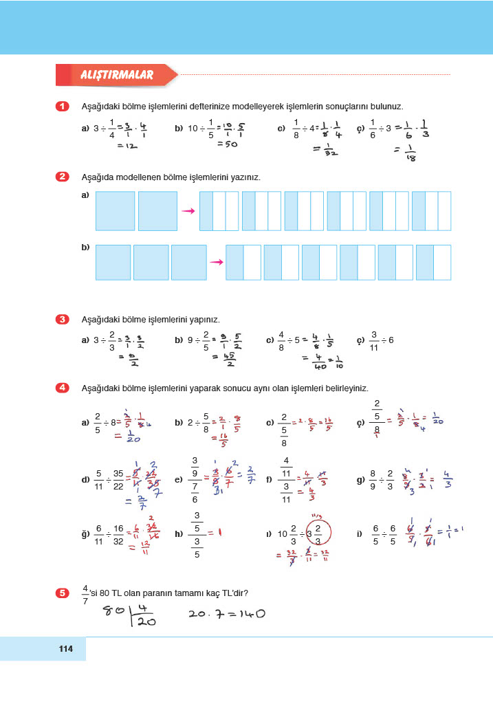 6. Sınıf Meb Yayınları Matematik Ders Kitabı Sayfa 114 Cevapları