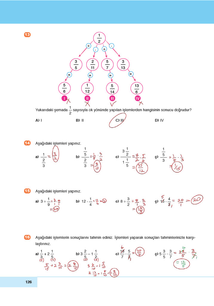 6. Sınıf Meb Yayınları Matematik Ders Kitabı Sayfa 126 Cevapları