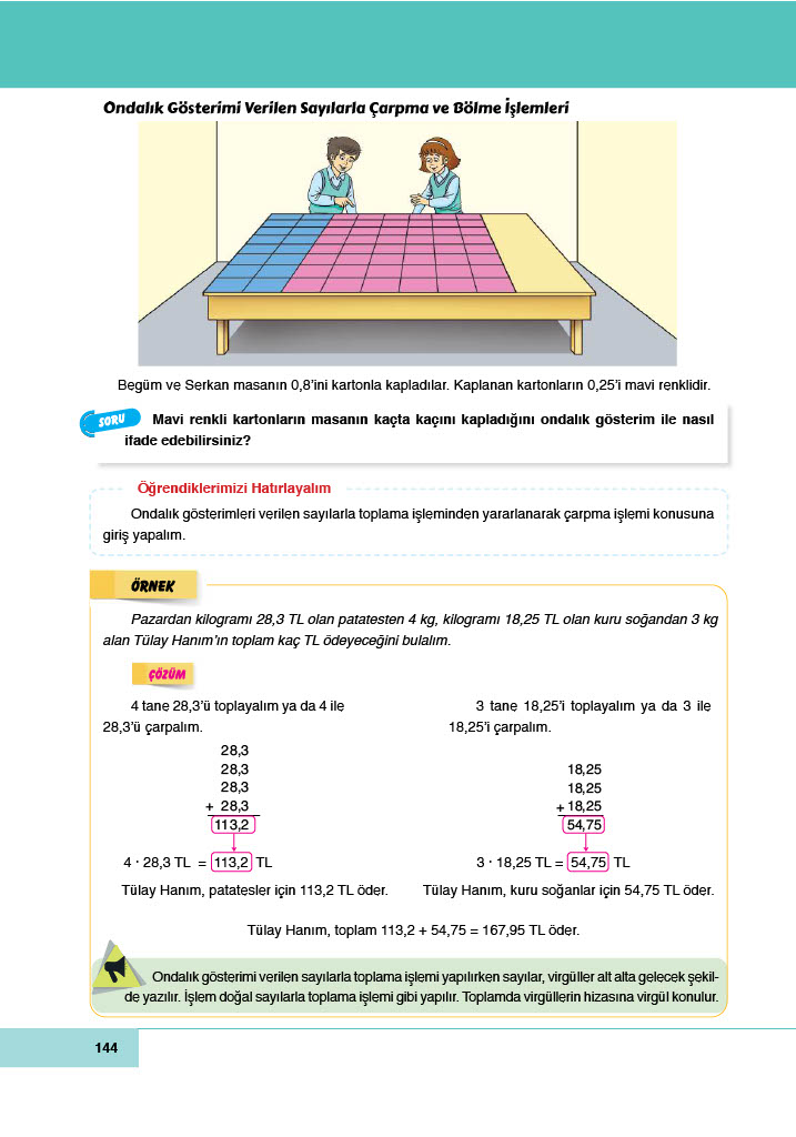 6. Sınıf Meb Yayınları Matematik Ders Kitabı Sayfa 144 Cevapları