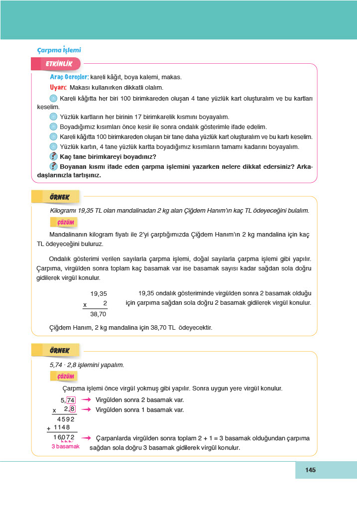 6. Sınıf Meb Yayınları Matematik Ders Kitabı Sayfa 145 Cevapları