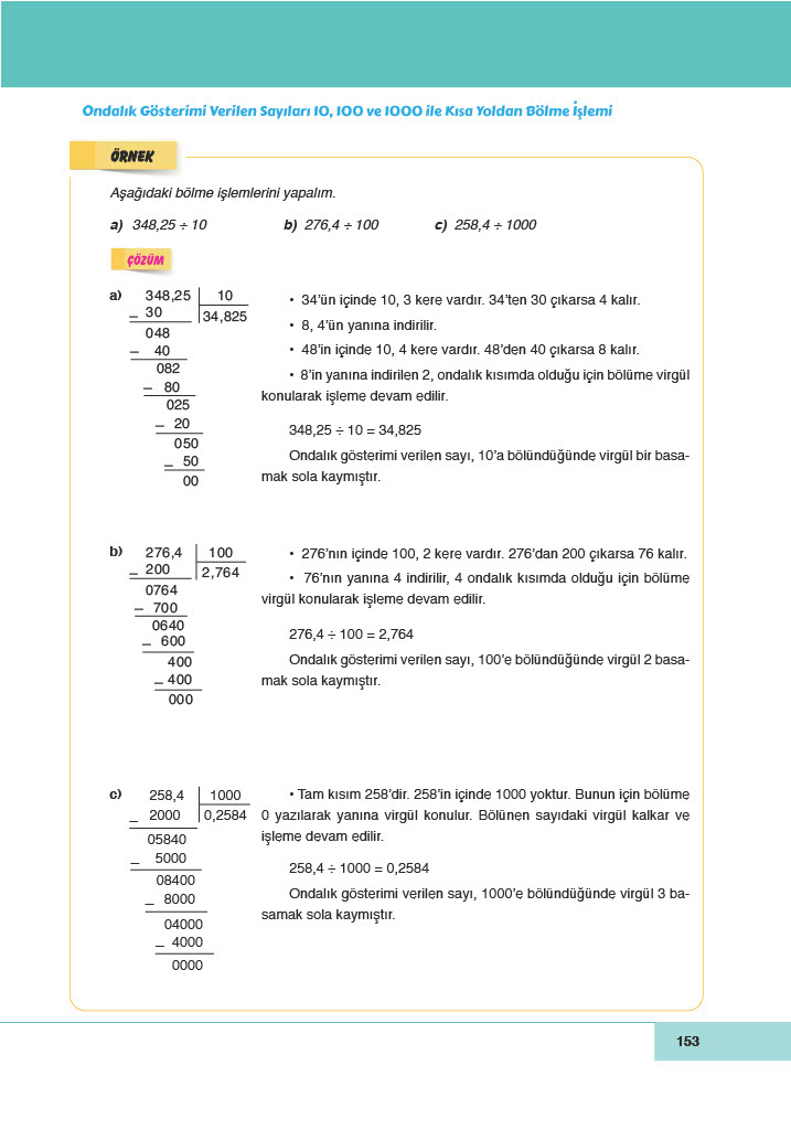 6. Sınıf Meb Yayınları Matematik Ders Kitabı Sayfa 153 Cevapları