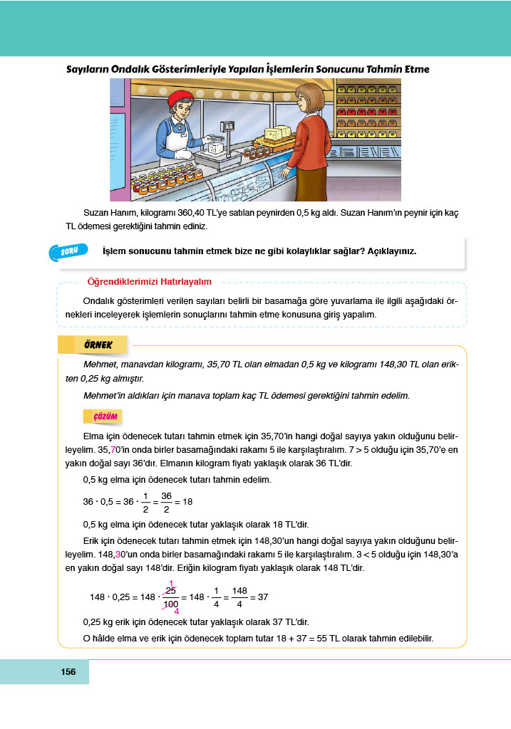 6. Sınıf Meb Yayınları Matematik Ders Kitabı Sayfa 156 Cevapları