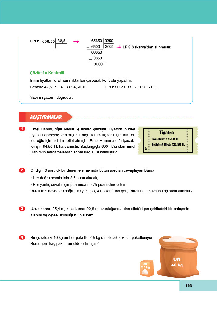 6. Sınıf Meb Yayınları Matematik Ders Kitabı Sayfa 163 Cevapları