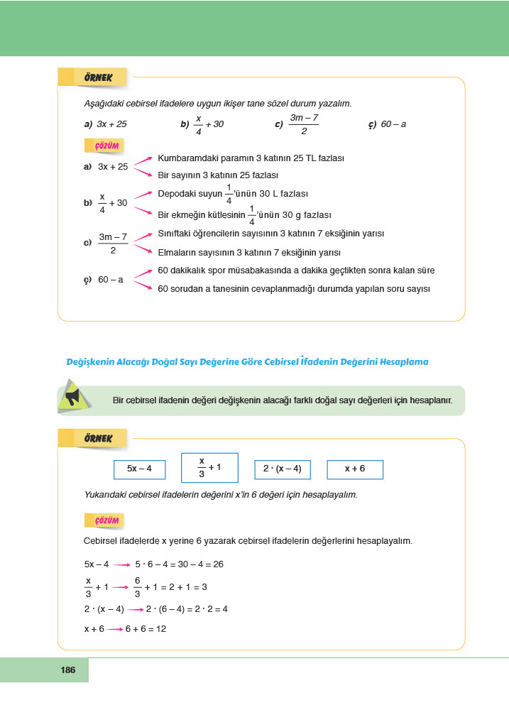 6. Sınıf Meb Yayınları Matematik Ders Kitabı Sayfa 186 Cevapları