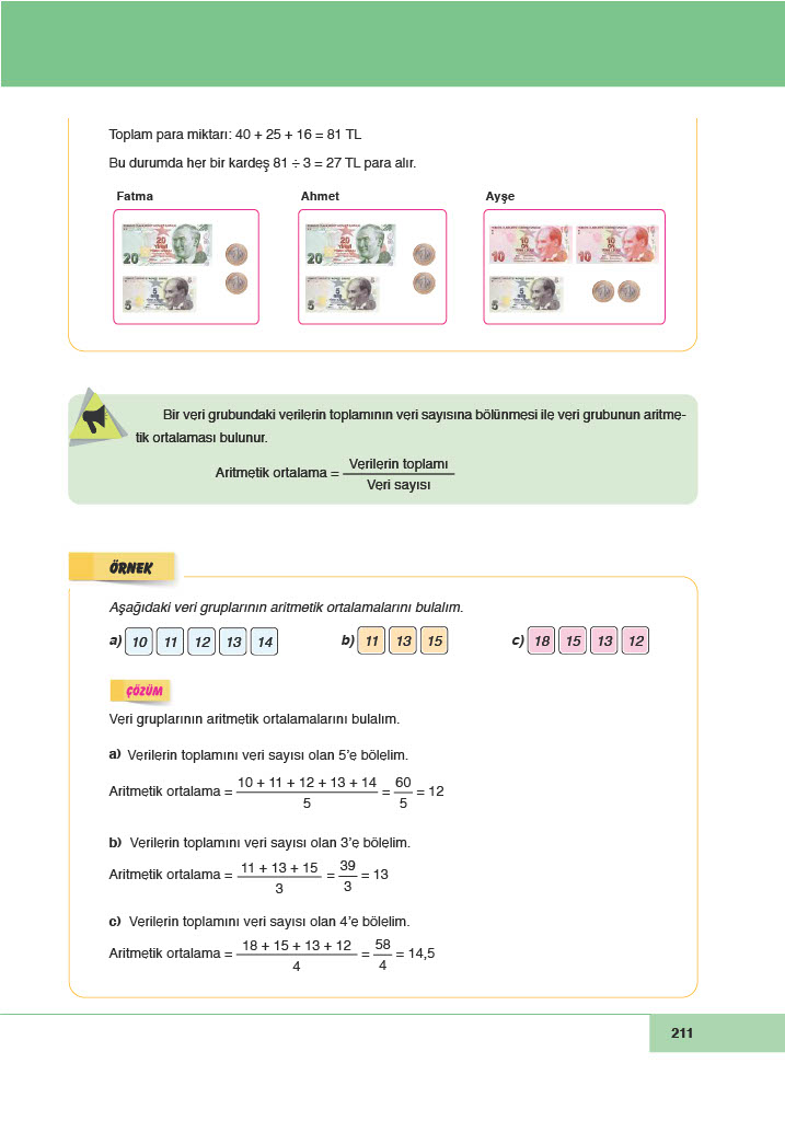 6. Sınıf Meb Yayınları Matematik Ders Kitabı Sayfa 211 Cevapları