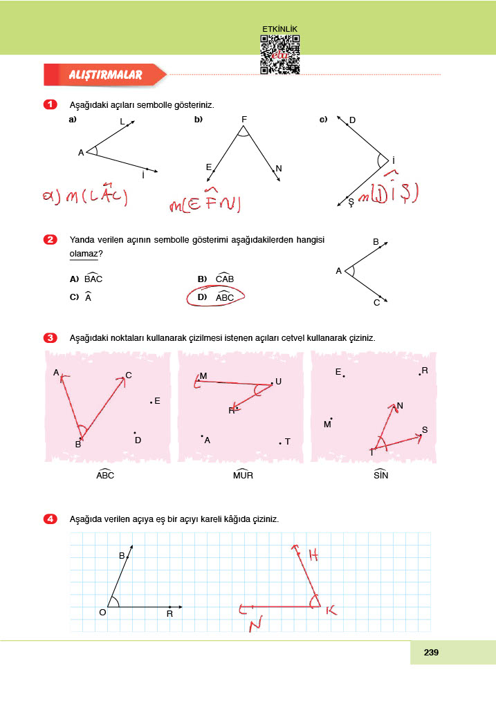 6. Sınıf Meb Yayınları Matematik Ders Kitabı Sayfa 239 Cevapları