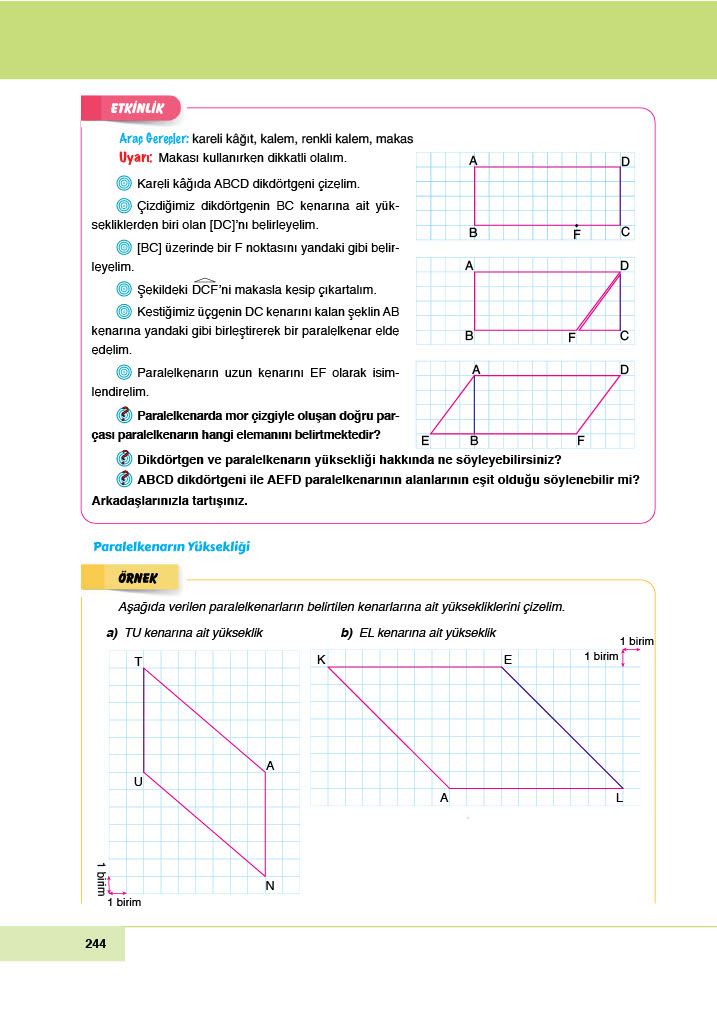 6. Sınıf Meb Yayınları Matematik Ders Kitabı Sayfa 244 Cevapları