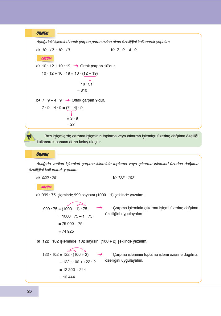 6. Sınıf Meb Yayınları Matematik Ders Kitabı Sayfa 26 Cevapları