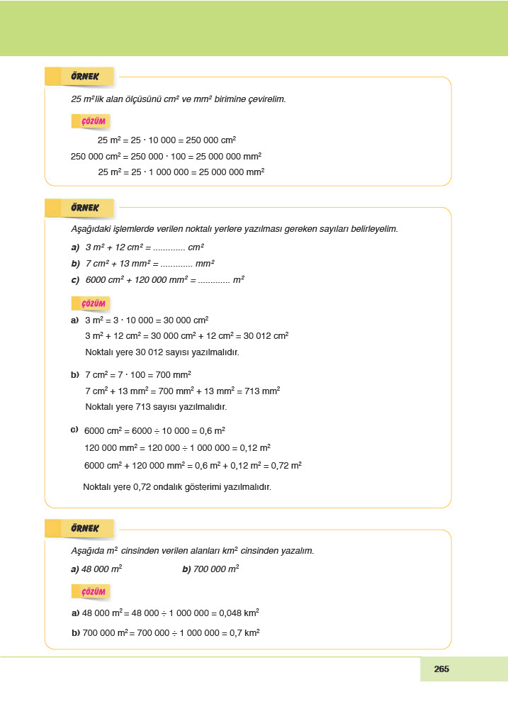 6. Sınıf Meb Yayınları Matematik Ders Kitabı Sayfa 265 Cevapları