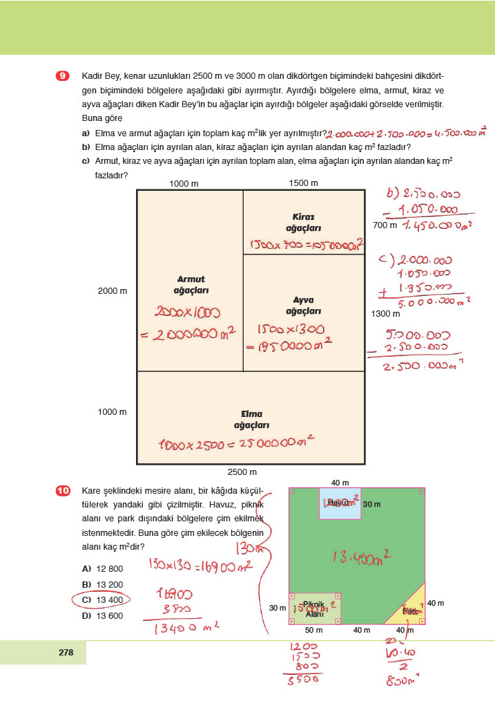 6. Sınıf Meb Yayınları Matematik Ders Kitabı Sayfa 278 Cevapları