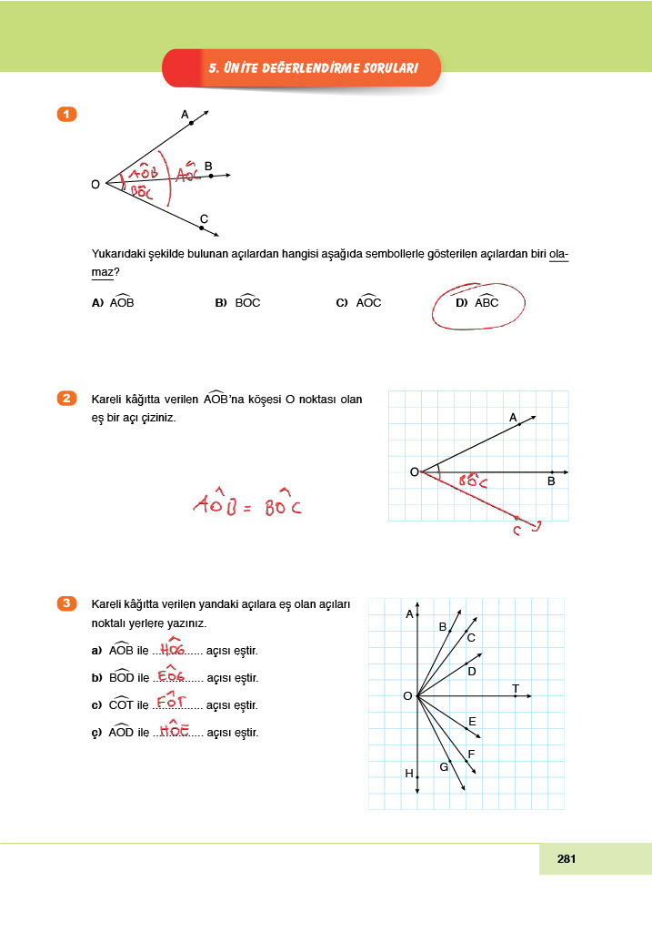6. Sınıf Meb Yayınları Matematik Ders Kitabı Sayfa 281 Cevapları