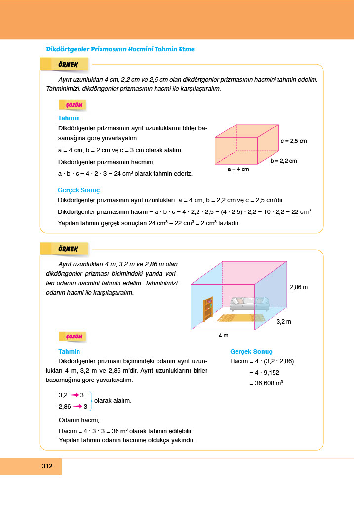 6. Sınıf Meb Yayınları Matematik Ders Kitabı Sayfa 312 Cevapları