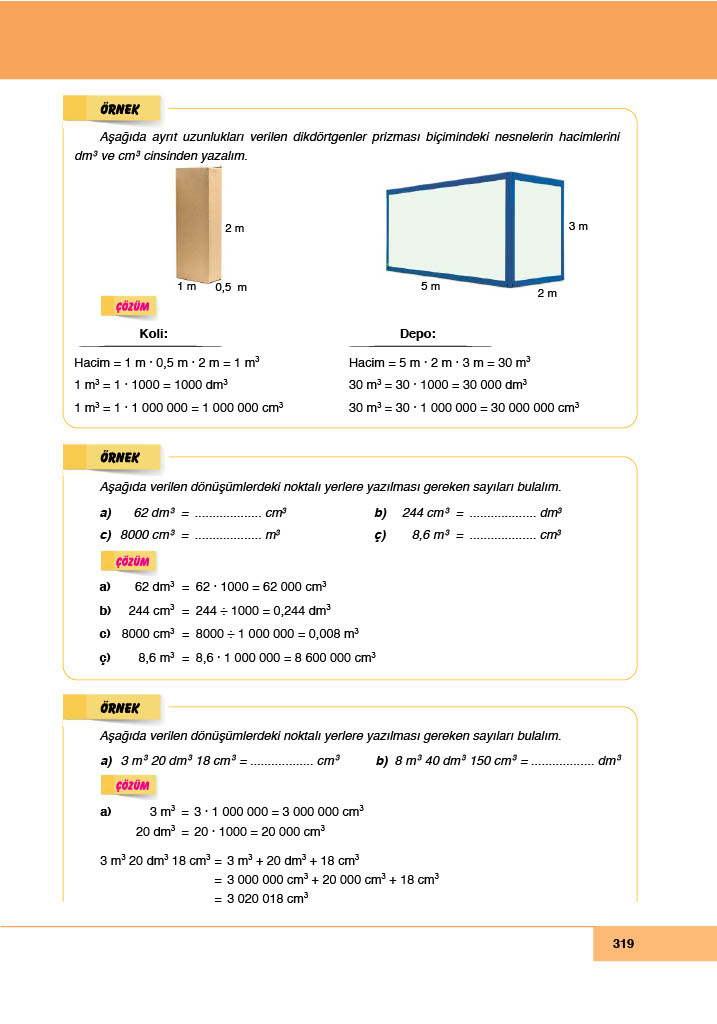 6. Sınıf Meb Yayınları Matematik Ders Kitabı Sayfa 319 Cevapları