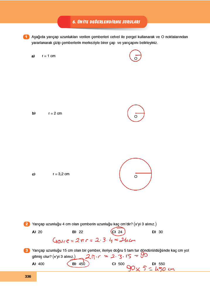 6. Sınıf Meb Yayınları Matematik Ders Kitabı Sayfa 336 Cevapları
