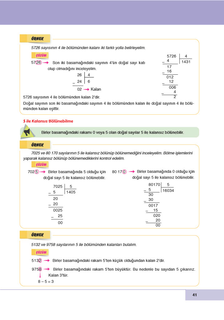 6. Sınıf Meb Yayınları Matematik Ders Kitabı Sayfa 41 Cevapları