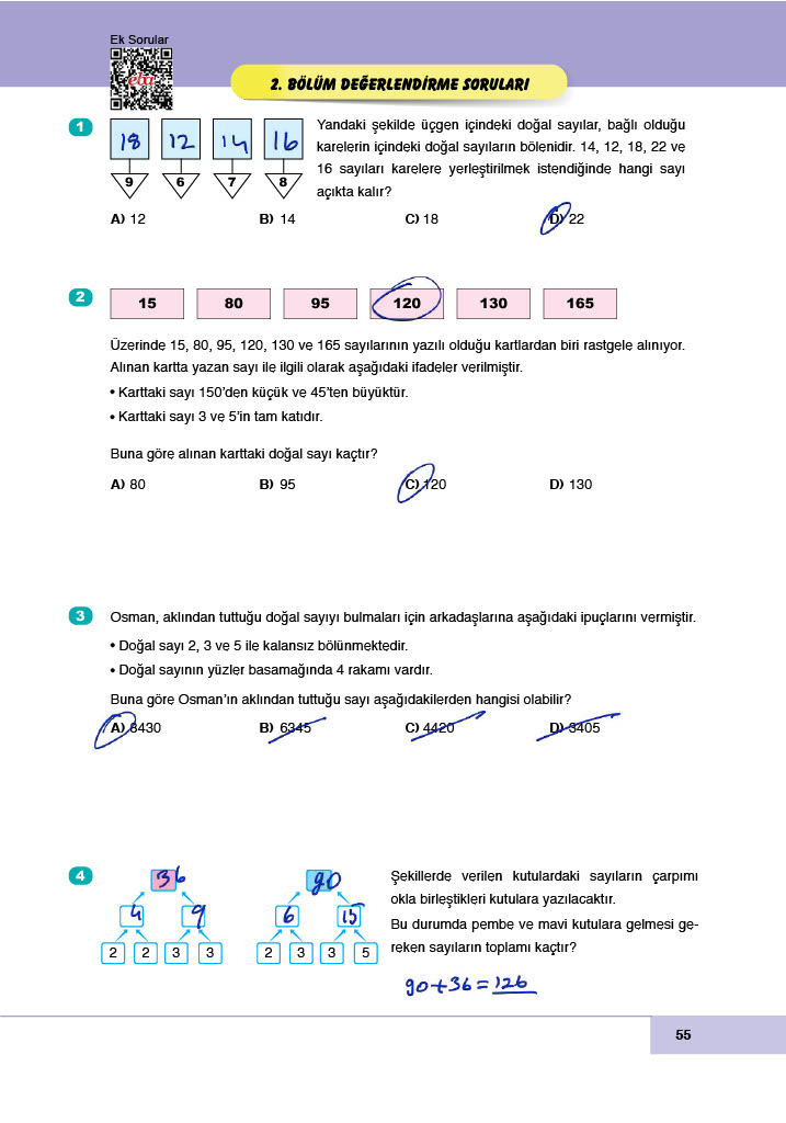 6. Sınıf Meb Yayınları Matematik Ders Kitabı Sayfa 55 Cevapları 6. Sınıf Meb Yayınları Matematik Ders Kitabı Sayfa 55 Cevapları