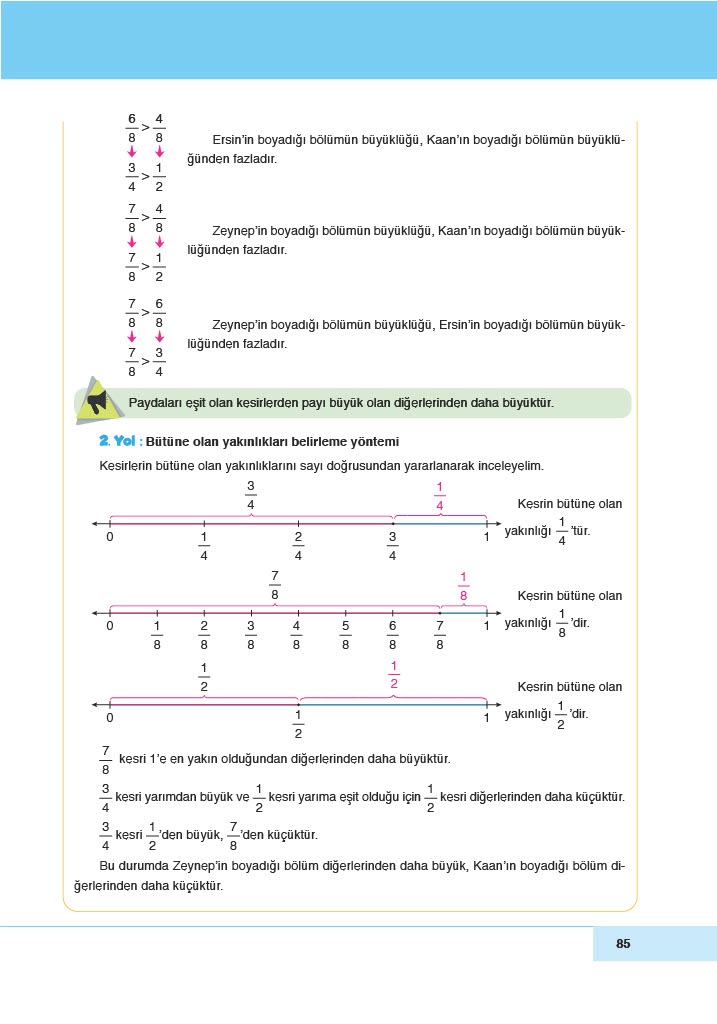 6. Sınıf Meb Yayınları Matematik Ders Kitabı Sayfa 85 Cevapları