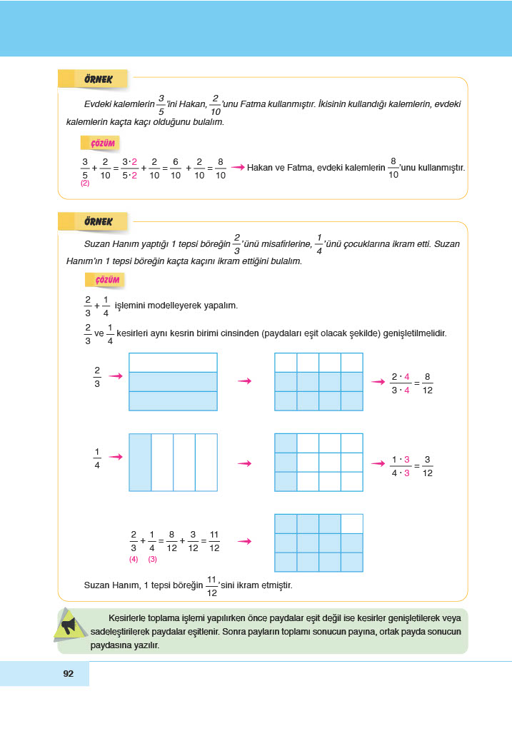 6. Sınıf Meb Yayınları Matematik Ders Kitabı Sayfa 92 Cevapları