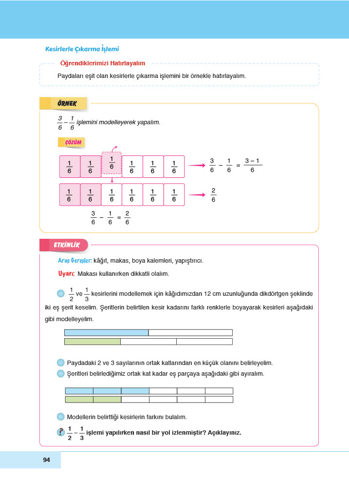 6. Sınıf Meb Yayınları Matematik Ders Kitabı Sayfa 94 Cevapları 6. Sınıf Meb Yayınları Matematik Ders Kitabı Sayfa 94 Cevapları