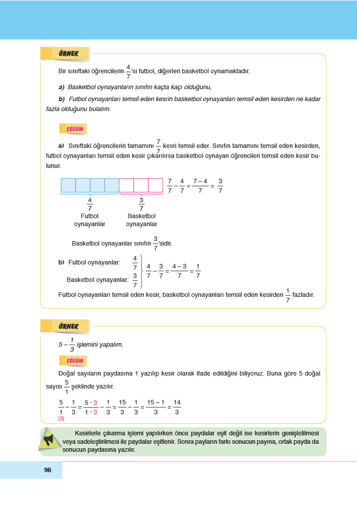 6. Sınıf Meb Yayınları Matematik Ders Kitabı Sayfa 96 Cevapları