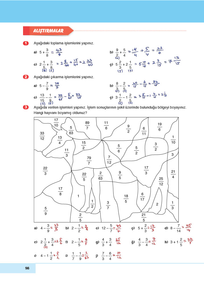 6. Sınıf Meb Yayınları Matematik Ders Kitabı Sayfa 98 Cevapları