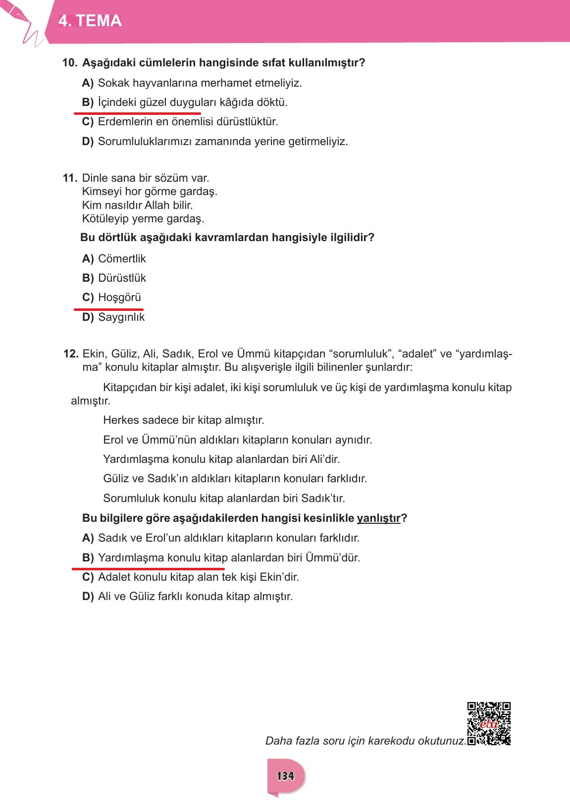 6. Sınıf Meb Yayınları Türkçe Ders Kitabı Sayfa 134 Cevapları