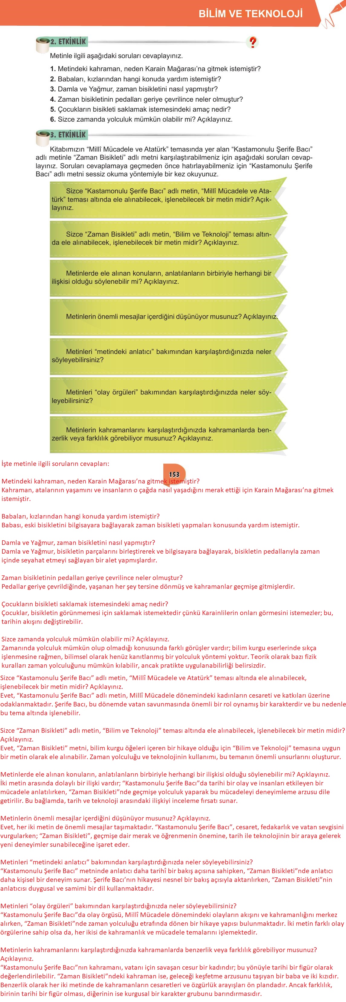 6. Sınıf Meb Yayınları Türkçe Ders Kitabı Sayfa 153 Cevapları 6. Sınıf Meb Yayınları Türkçe Ders Kitabı Sayfa 153 Cevapları