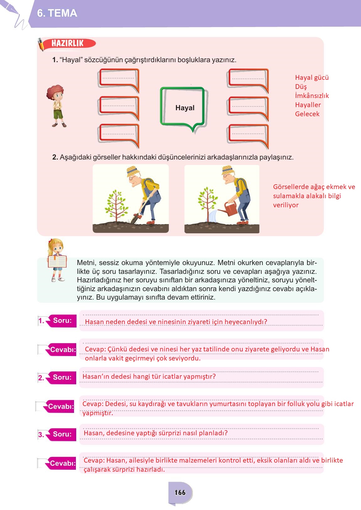 6. Sınıf Meb Yayınları Türkçe Ders Kitabı Sayfa 166 Cevapları