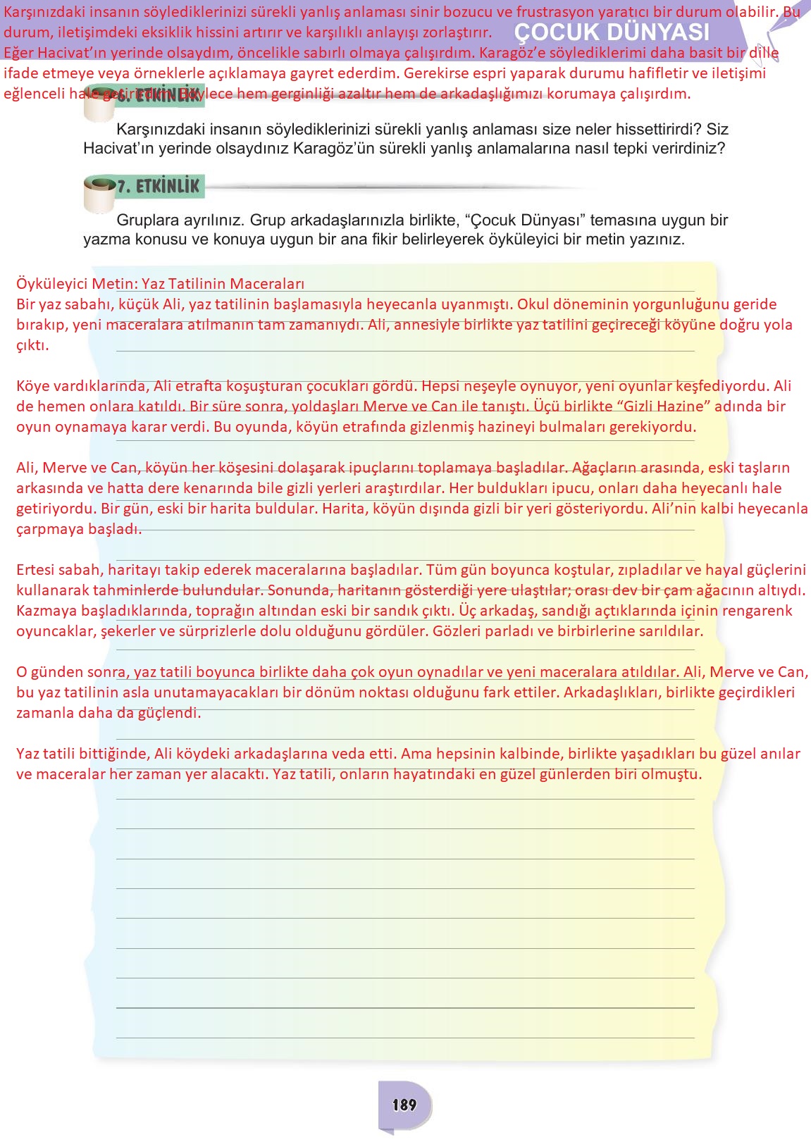 6. Sınıf Meb Yayınları Türkçe Ders Kitabı Sayfa 189 Cevapları 6. Sınıf Meb Yayınları Türkçe Ders Kitabı Sayfa 189 Cevapları