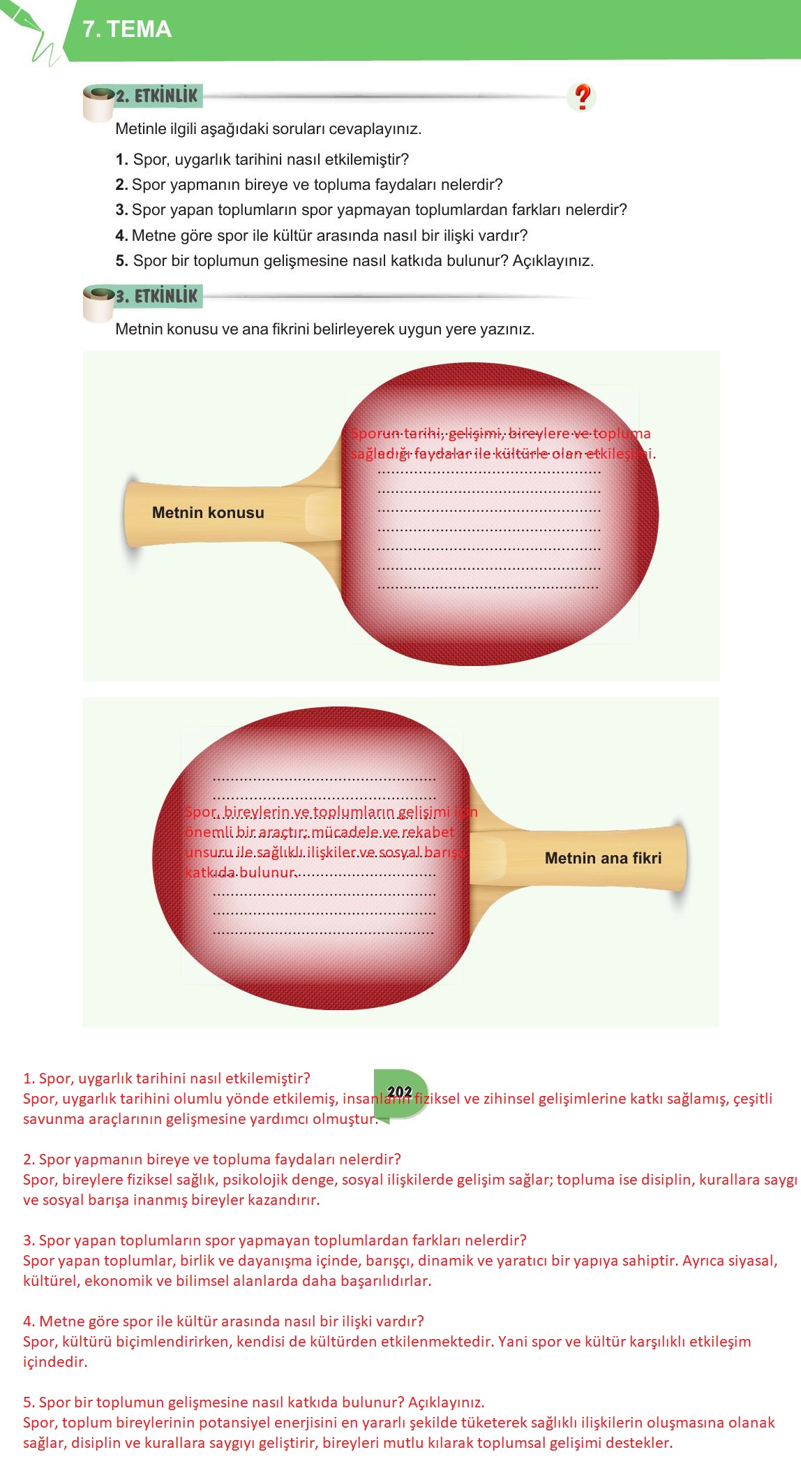 6. Sınıf Meb Yayınları Türkçe Ders Kitabı Sayfa 202 Cevapları